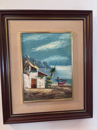 Cuadro paisaje madera