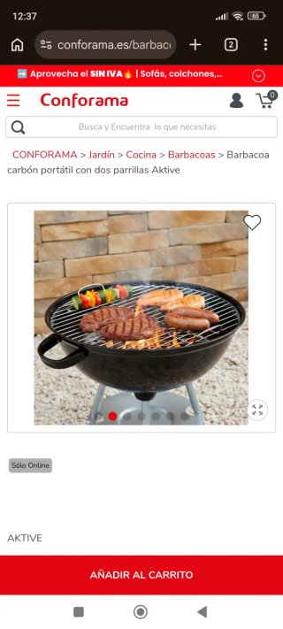 Barbacoa Carbón Portátil con 2 Parrillas