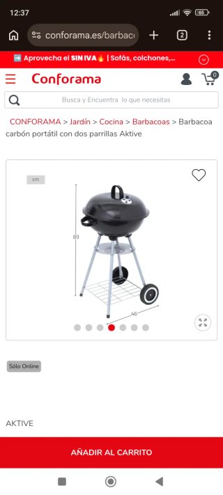 Barbacoa Carbón Portátil con 2 Parrillas