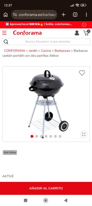Barbacoa Carbón Portátil con 2 Parrillas