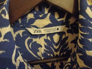 Vestido Zara Estampado Azul y Blanco Talla S