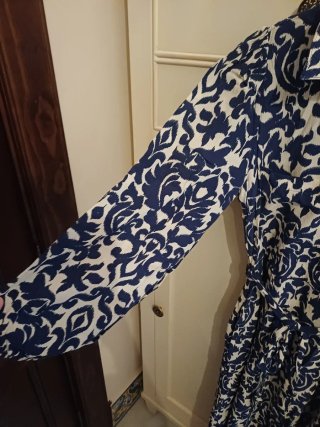 Vestido Zara Estampado Azul y Blanco Talla S