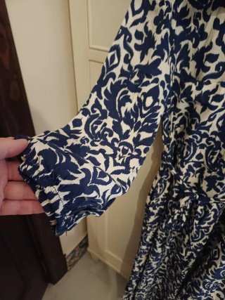 Vestido Zara Estampado Azul y Blanco Talla S