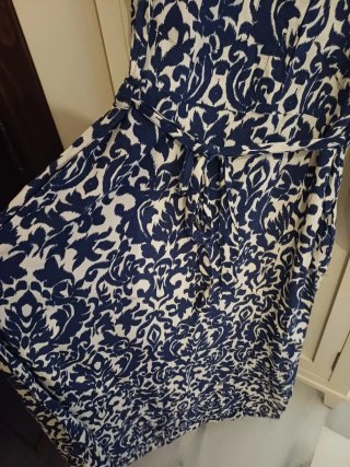Vestido Zara Estampado Azul y Blanco Talla S
