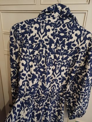 Vestido Zara Estampado Azul y Blanco Talla S