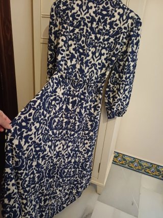 Vestido Zara Estampado Azul y Blanco Talla S