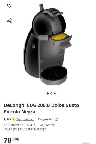 Cafetera Dolce Gusto Negra