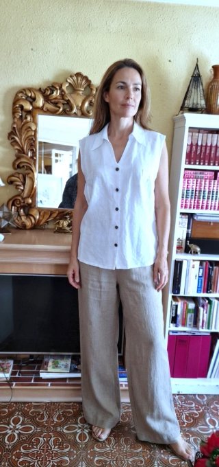 Camisa Lino Vintage E. Muñoz Blanca