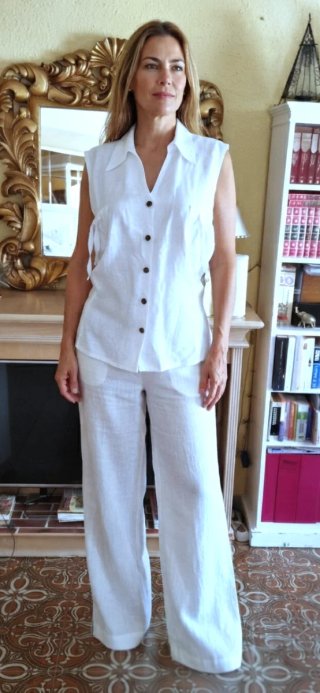 Camisa Lino Vintage E. Muñoz Blanca