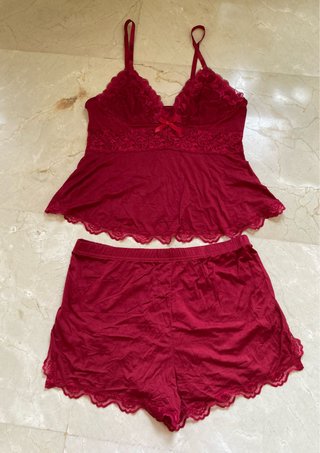 Pijama granate Encaje Talla M