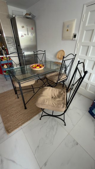 Mesa de cristal de comedor / jardín con 6 sillas