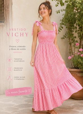 Vestido Vichy Rosa