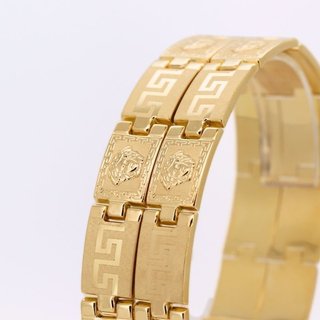 Pulsera Diseño Greca Doble Medusa Oro