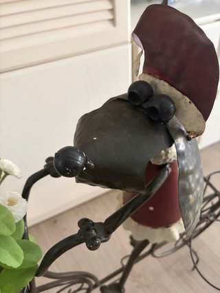 Adorno jardin perro bicicleta macetas metal