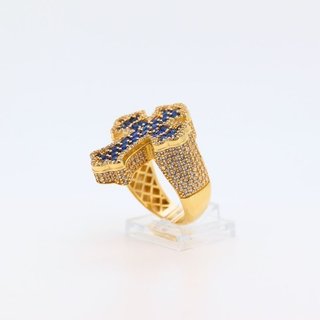 Anillo Cruz Circonitas Azules y Blancas