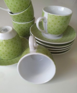 Juego 6 Tazas de Café Porcelana Verde