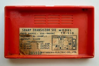 Radio Sharp TR-210 Transistor Six Naranja
