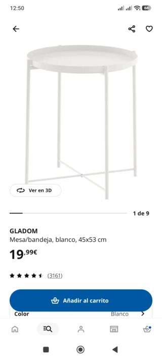 Mesa auxiliar/bandeja GLADOM Ikea