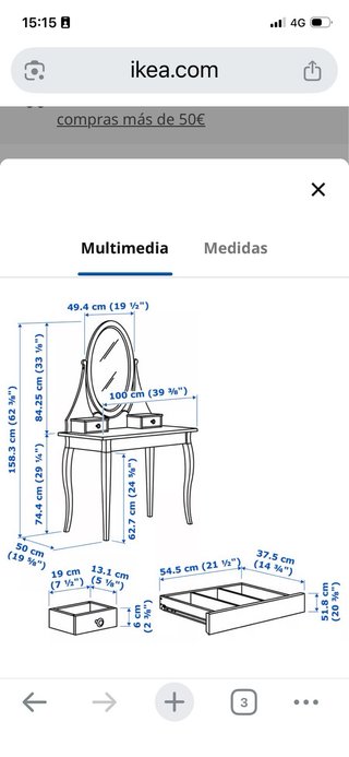 Tocador IKEA Hemnes Blanco con Espejo