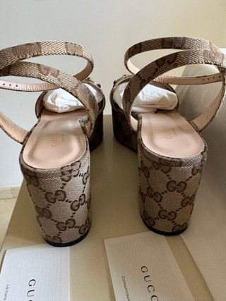 Cuñas Gucci Lona y piel Marrón