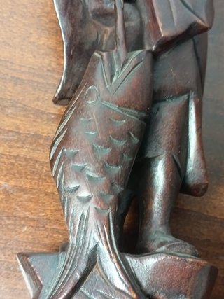 Antigua Talla China Sabio Madera Maciza