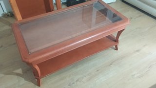 Mesa de centro elevable madera y cristal