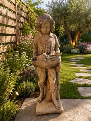 Estatua niño piedra 1,25m jardín