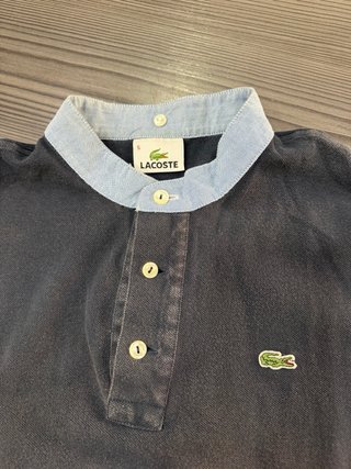 Polo Lacoste Hombre Azul Marino Cuello Mao