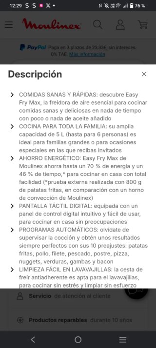 Freidora Moulinex Easy Fry + Accesorios