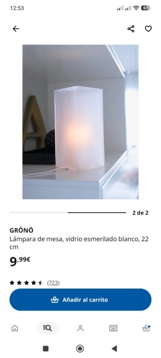 Lámpara Mesa Ikea GRÖNÖ Transparente