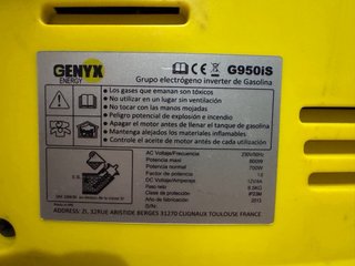 Grupo electrógeno Genyx G950iS