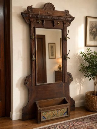 Conjunto de muebles antiguos de madera