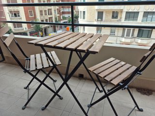 Mesa y 2 sillas de exterior plegables