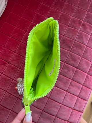 Bolso Glitter Plata y Verde con Abalorios