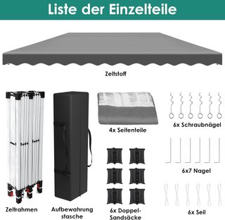 Carpa plegable 3x6m negra impermeable 18m²