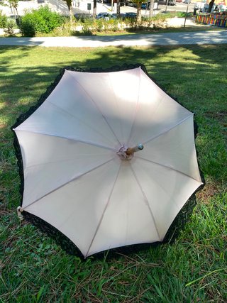 Paraguas vintage 65 cm beige y negro