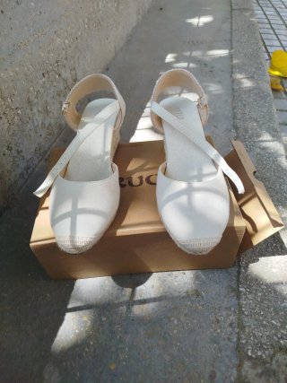 Sandalias cuña blancas talla 37