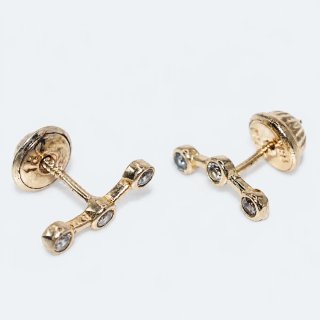 Pendientes barra y cinconitas oro 18k