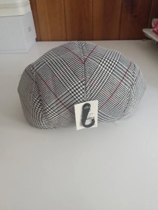 Gorra campera de cuadros gris hombre