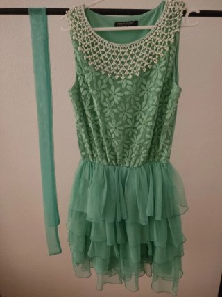 Vestido aguamarina fiesta.Talla L