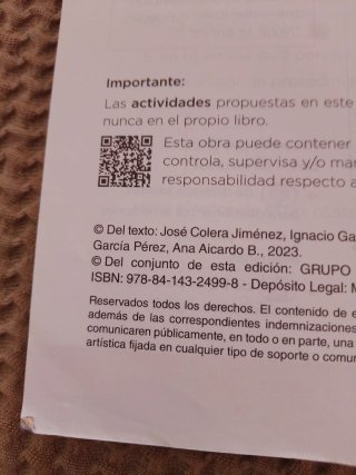 Libro de texto Matemáticas,4'ESO
