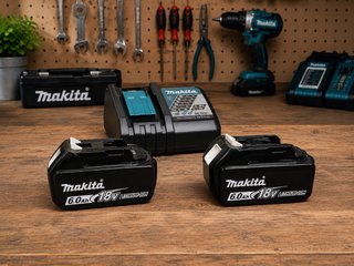 2 Batterie Makita BL1860B + Caricatore DC18RC
