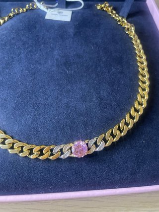 Collana Chiara Ferragni oro con cristallo rosa