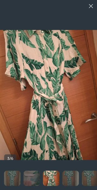 Vestido hojas verdes corte midi