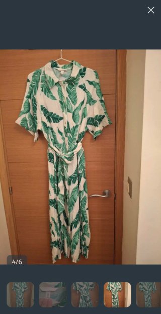 Vestido hojas verdes corte midi
