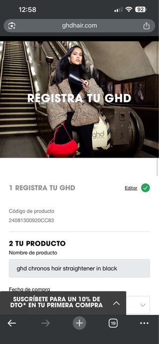 Plancha de pelo GHD Chronos negra