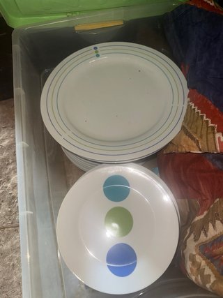 Vajilla de porcelana blanca y azul
