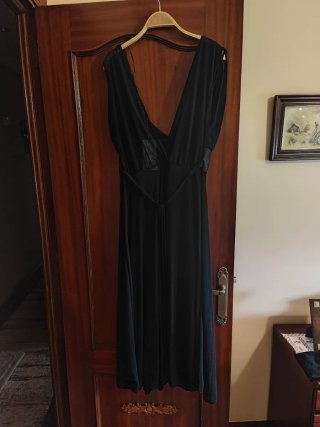 Vestido largo Zara gasa negro talla única