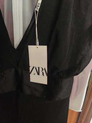 Vestido largo Zara gasa negro talla única