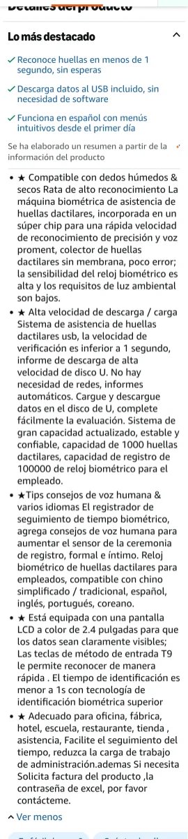 Máquina Fichar Huella Dactilar Biométric o pin